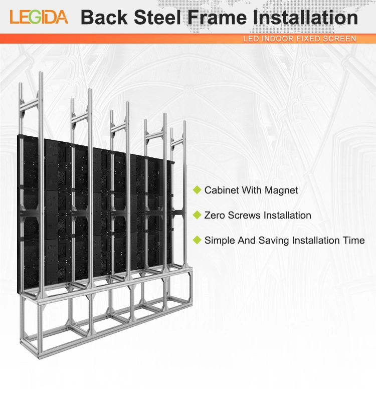 Legida Tech Full Color Magnetic Installation Wall Mounted Front Maintenance Indoor Fixed LED Display H Series Advertising Panel Video Wall